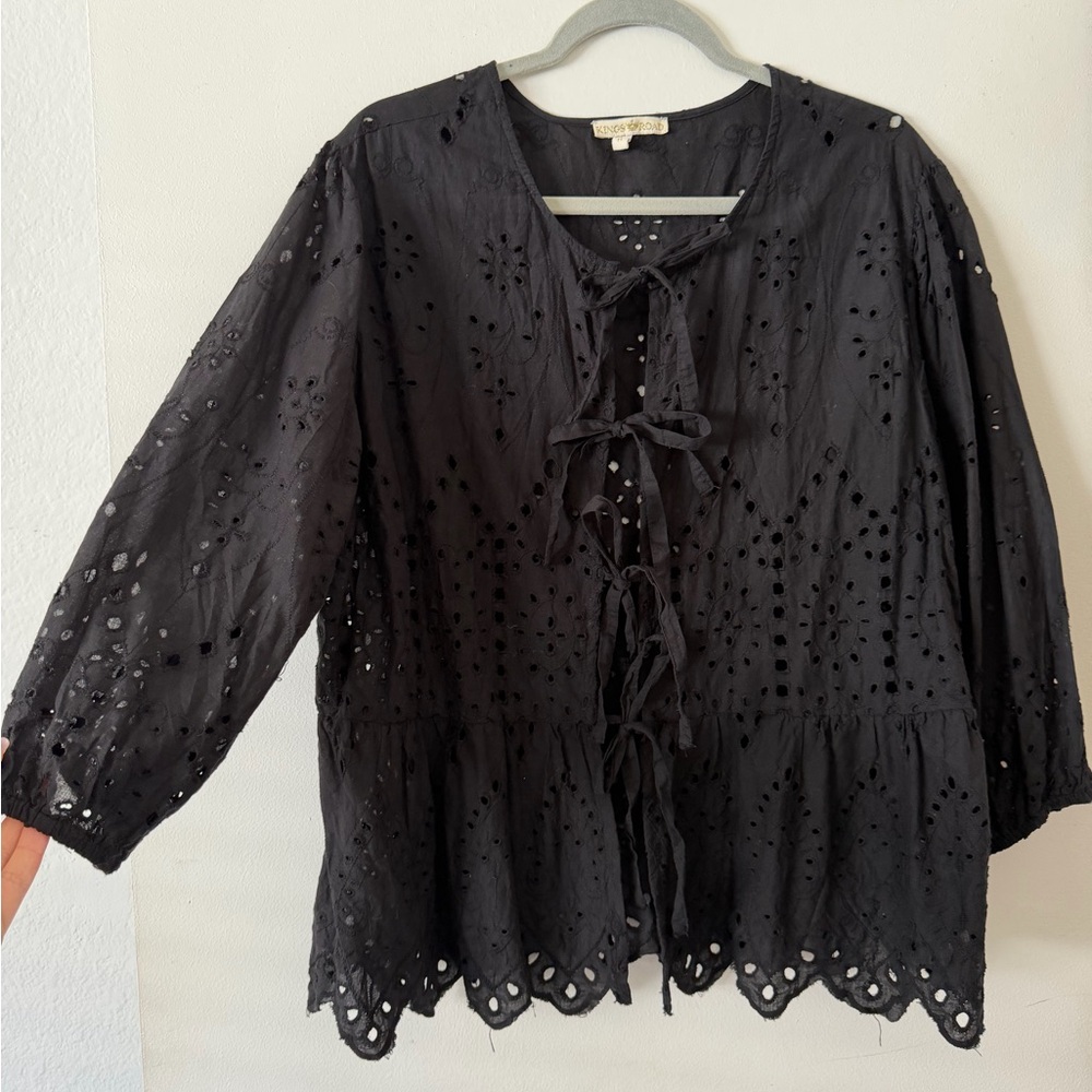 Black Eyelet Women Top